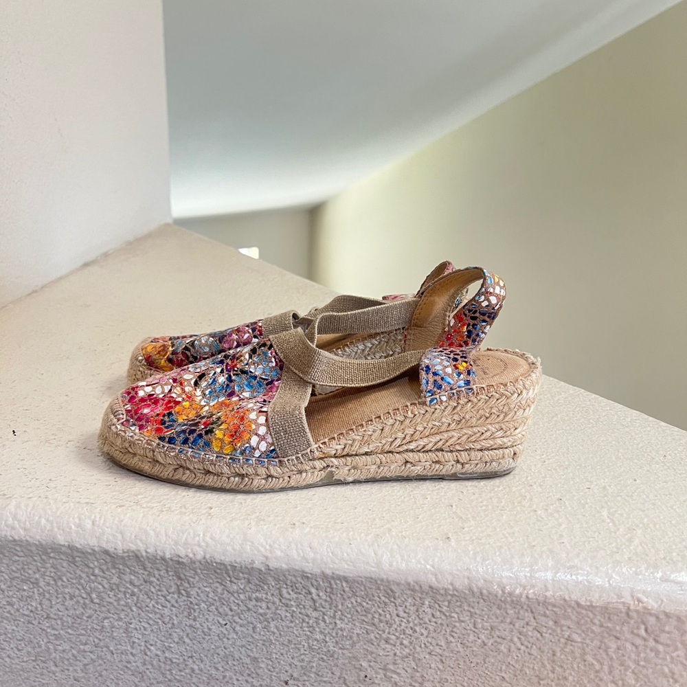 Toni Pons Telva Espadrille Wedge Pump 39 Womens Leather Size 8.5‎